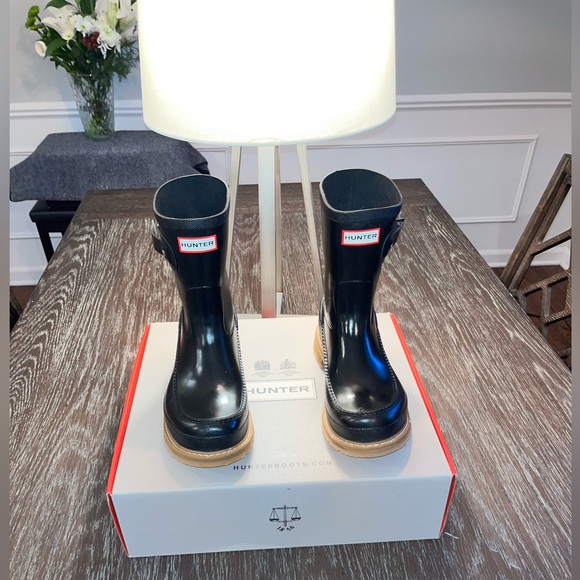 Hunter Original Moc Toe Short Rain Boots Men's Rain Boots Black Size 10 - Picture 6 of 16